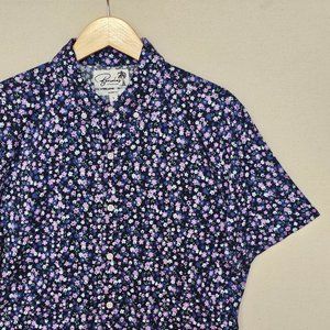 Bonobos Floral Print Tailored Fit Short Sleeve Button Down M